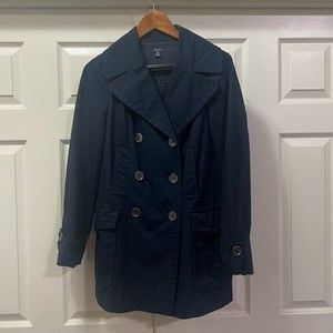 WOMENS NAUTICA DOUBLE BREASTED COTTON PEA COAT NAVY SIZE MEDIUM